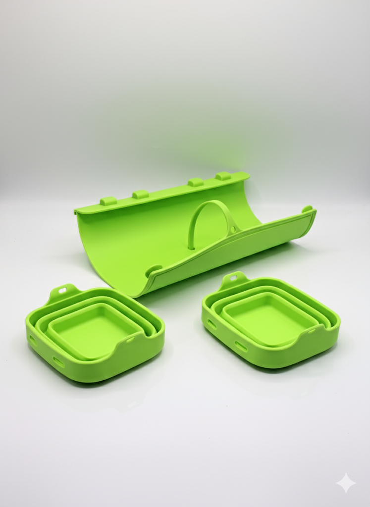 QVC Faltbares Silikon-Schneidebrett, tragbar, rutschfest, mit 2 faltbar, Grün